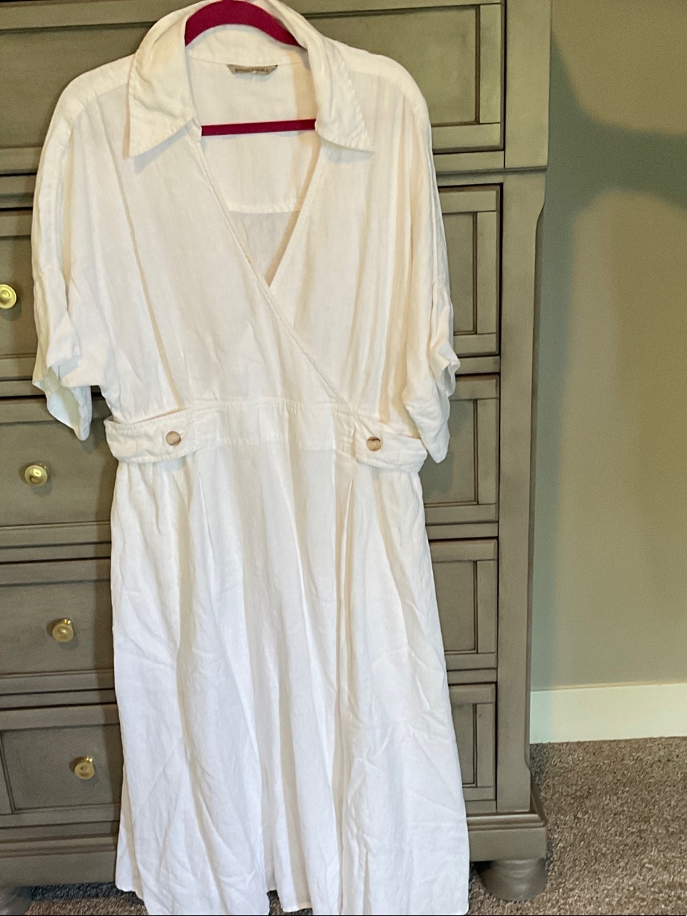 Banana Republic White Collared Wrap-Style Midi Dress